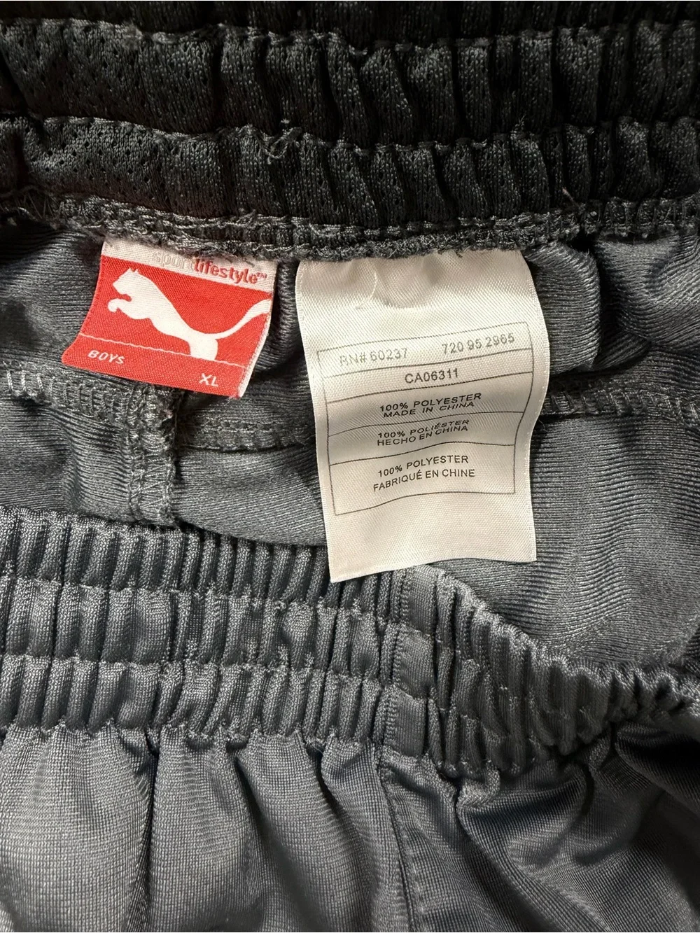 Puma Gray Track Pants with White and Red Trim